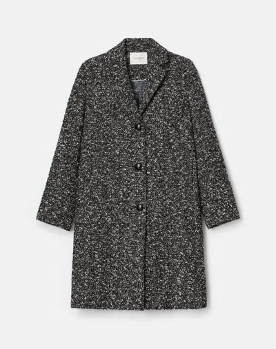 Lafayette 148 Wool Cotton Boucle Three Button Coat In Black