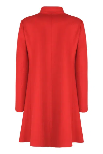 Valentino Womens Paris Embellished Regular-fit Wool And Cashmere Wool Coat In Red
