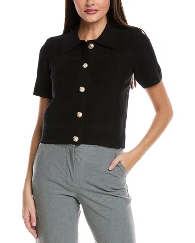 St John St. John Pique Knit Polo Jacket In Black