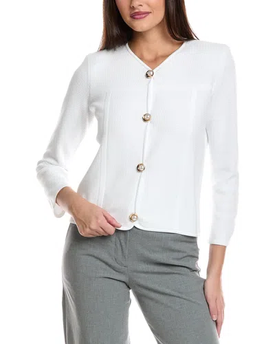 St John St. John Stretch Pique Knit Jacket In White