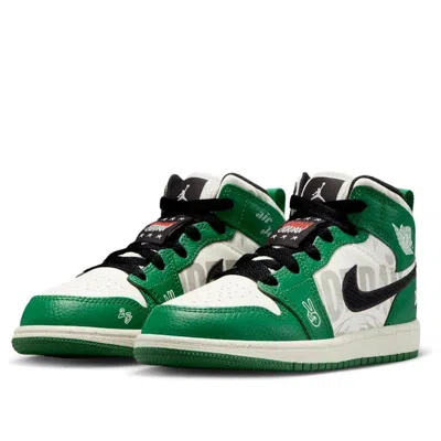 Air Jordan (ps)  1 Mid Se 'overbranded' In Green