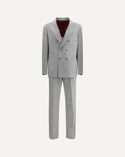 Brunello Cucinelli Tailored Suit Set Double-breasted Jacket In Gray
