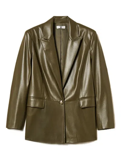 Twinset Blazer Effet Cuir In Green