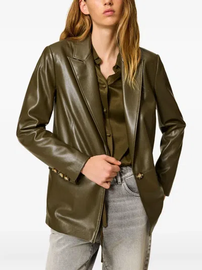 Twinset Blazer Effet Cuir In Green