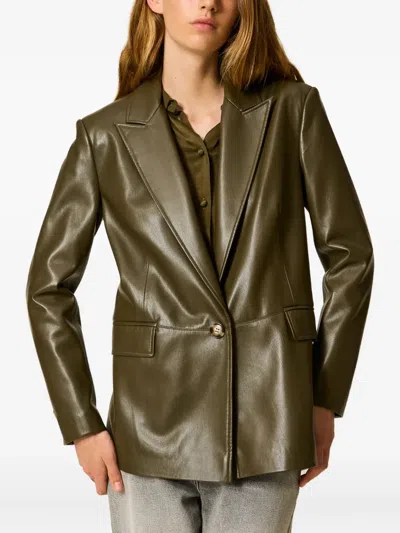 Twinset Blazer Effet Cuir In Green