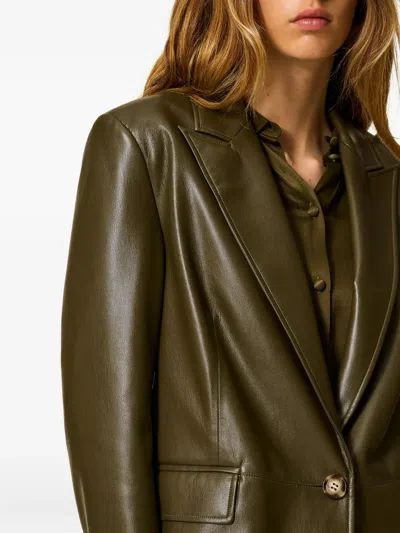 Twinset Blazer Effet Cuir In Green