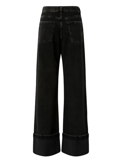 Pinko Wide-leg Jeans In Black Denim In Black