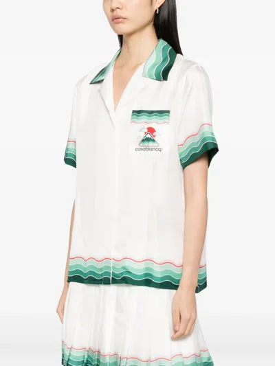 Casablanca "montagne Ondulée" Shirt In White