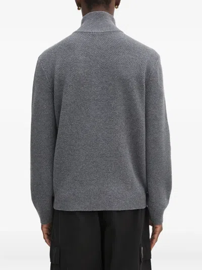 绞花针织拉链领毛衣