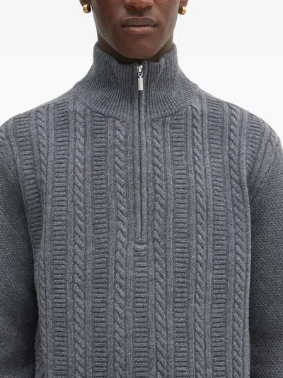 绞花针织拉链领毛衣