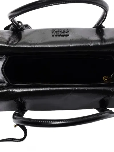 Miu Miu Solitaire Bag In Shiny Leather In Black