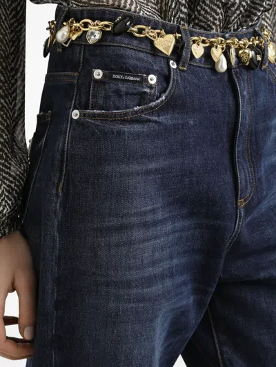 Dolce & Gabbana Dolce&gabbana Blue Denim Boyfriend Jeans In Multi