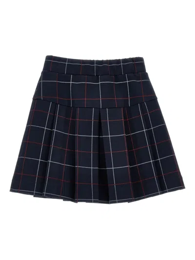 Monnalisa Checked Pleated Skirt In Blue