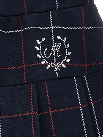 Monnalisa Checked Pleated Skirt In Blue