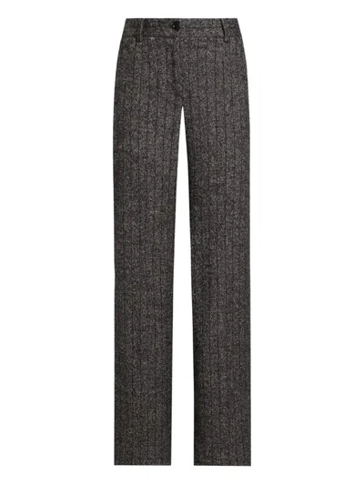 Dolce & Gabbana Wool Trousers With Textured Fabric And Pockets In Black