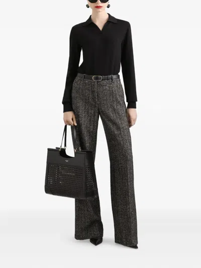 Dolce & Gabbana Wool Trousers With Textured Fabric And Pockets In Black