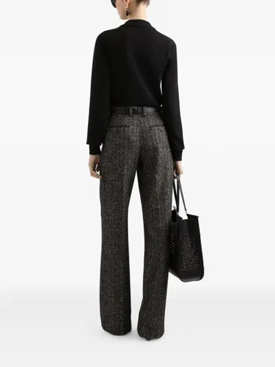 Dolce & Gabbana Wool Trousers With Textured Fabric And Pockets In Black
