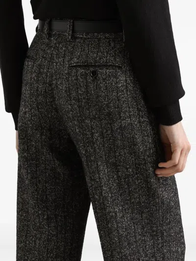 Dolce & Gabbana Wool Trousers With Textured Fabric And Pockets In Black