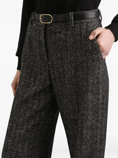Dolce & Gabbana Wool Trousers With Textured Fabric And Pockets In Black