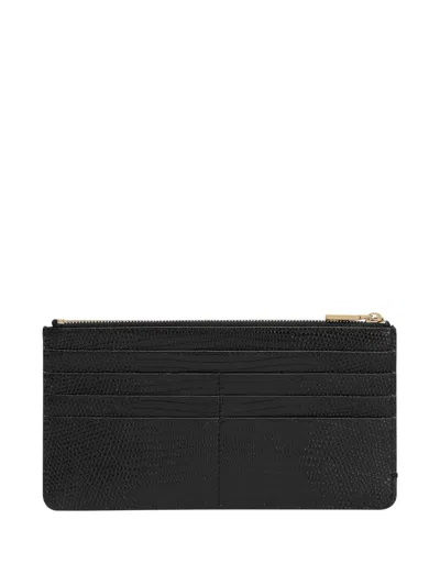 Dolce & Gabbana Dolce&gabbana Black Dauphine Leather Zipped Card Holder In Black