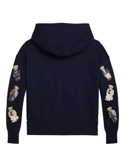 Polo Ralph Lauren Bear-print Hoodie In Blue
