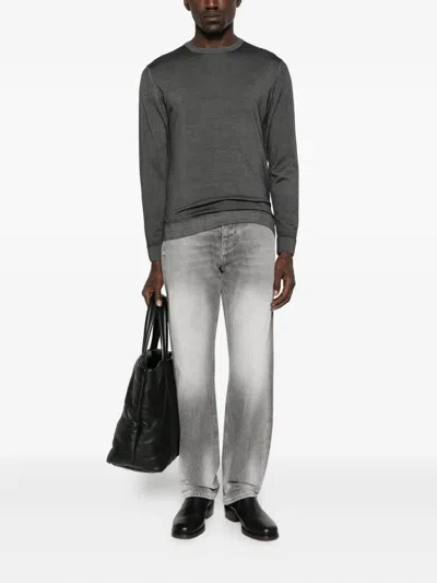 Antony Morato Logo-plaque Faded Jeans In Gray