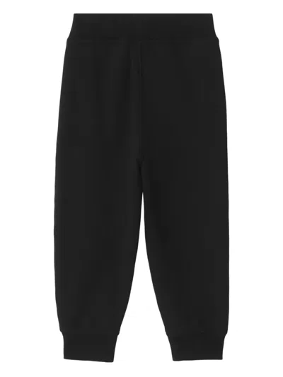 Burberry Jackson Check Trim Cotton Jogging Pants In Black