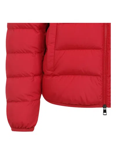 Moncler Hooded Padded Jacket Side Pockets In Red