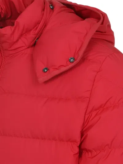 Moncler Hooded Padded Jacket Side Pockets In Red