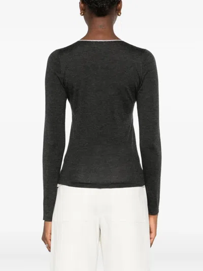 Brunello Cucinelli Cashmere And Silk V-necked Sweater In Black