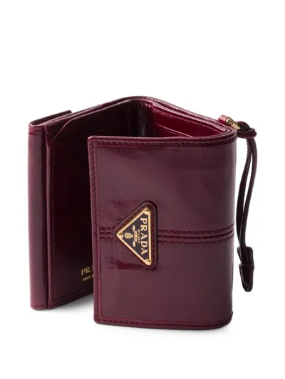 Prada Small Leather Wallet In Red