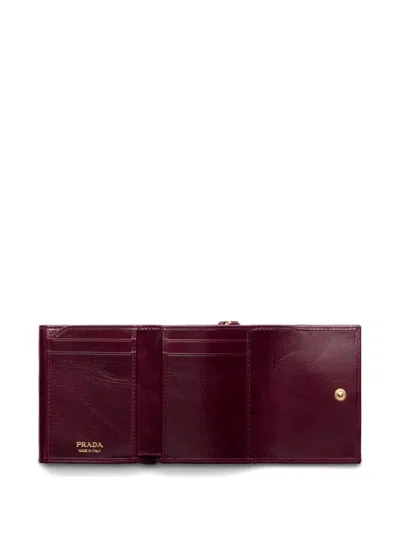 Prada Small Leather Wallet In Red