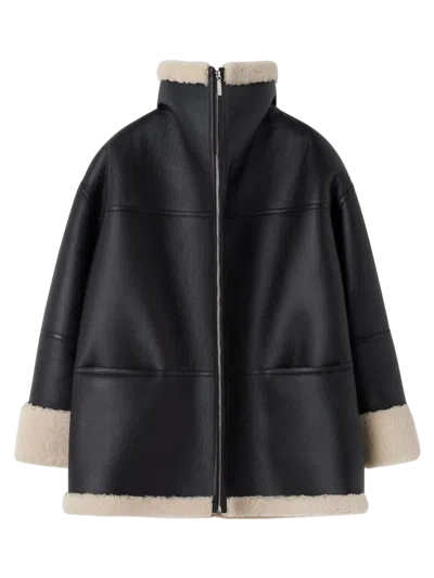 Totême Black Signature Shearling Jacket