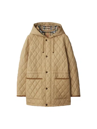 Burberry Beige Nylon Bromley Quilted Parka