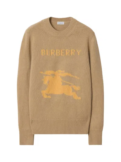 Burberry Wool And Cashmere Sweater With Ekd Knitwear Brown