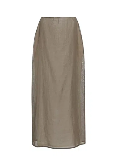 The Row Zaira Cotton Organza Long Skirt In Brown