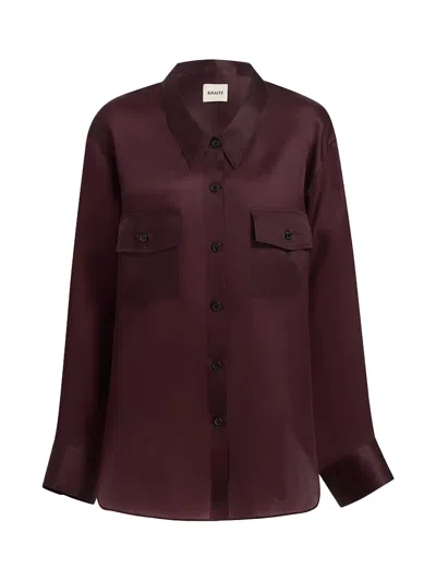 Khaite Matteo Organza Shirt In Burgundy
