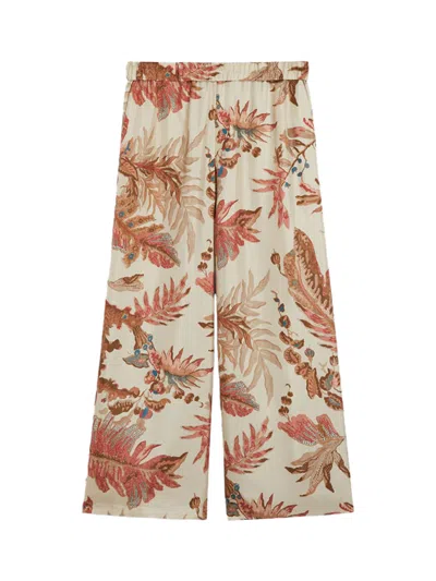 Weekend Max Mara Elastic Waistband Wide Leg Floral Print Trousers In Multi