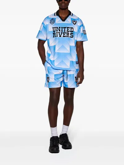 SOCCER 几何图案印花抽绳短裤