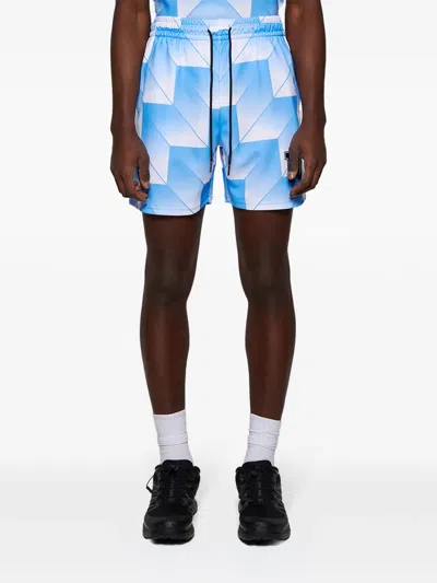 SOCCER 几何图案印花抽绳短裤