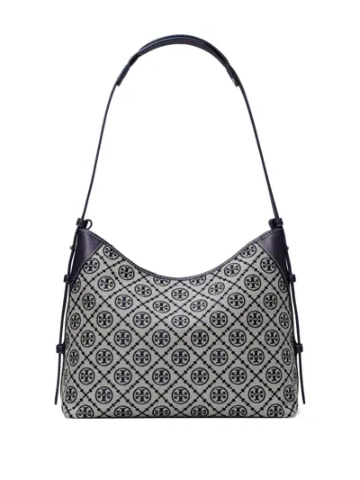 Tory Burch Shoulder Bag With Adaptable Strap And Logo Pattern In Blue