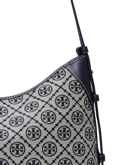 Tory Burch Shoulder Bag With Adaptable Strap And Logo Pattern In Blue