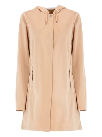 Rains Hooded Snap-button Rain Coat In Neutral