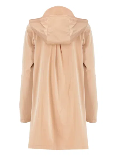 Rains Hooded Snap-button Rain Coat In Neutral