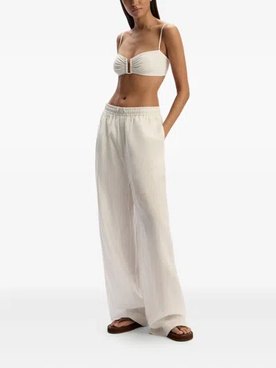 12 Storeez Drawstring Linen Trousers In White