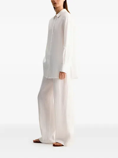12 Storeez Drawstring Linen Trousers In White
