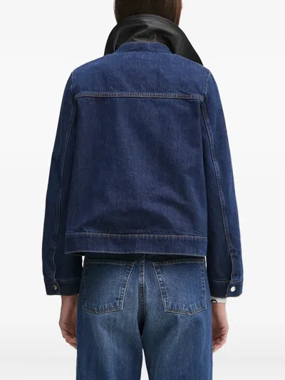 皮质领牛仔夹克