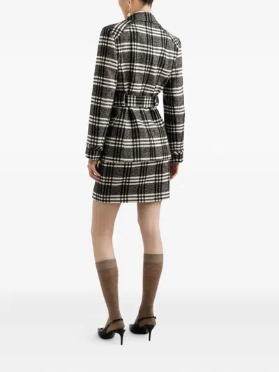 Dolce & Gabbana Wool Blend Check Skirt In Black