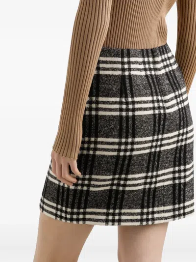 Dolce & Gabbana Wool Blend Check Skirt In Black