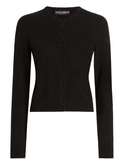 Dolce & Gabbana Cashmere Cropped Cardigan Embroidered In Black